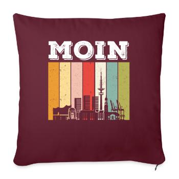 Moin Hamburg Retro Skyline - Sofakissenbezug 45 x 45 cm - Burgunderrot - Vorne