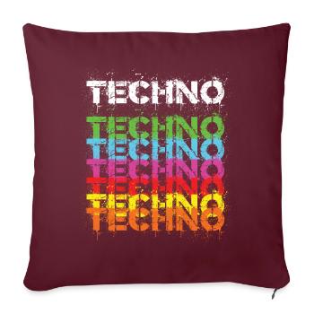 Techno Techno Techno Freak Techno Musique - Housse de coussin décorative 45 x 45 cm - bordeaux - Devant