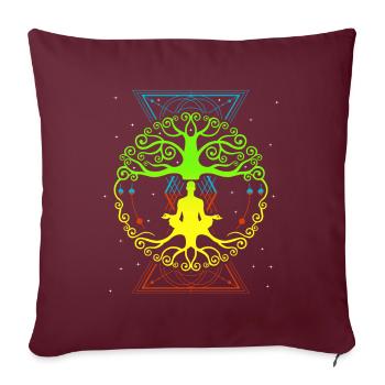 Lebensbaum , Chakras für spirituelles Yoga, Buddha - Sofakissenbezug 45 x 45 cm - Burgunderrot - Vorne