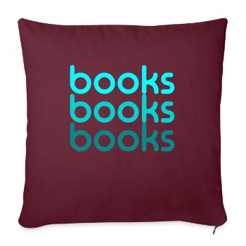 Livres J'aime lire des livres - Housse de coussin décorative 45 x 45 cm - bordeaux - Devant