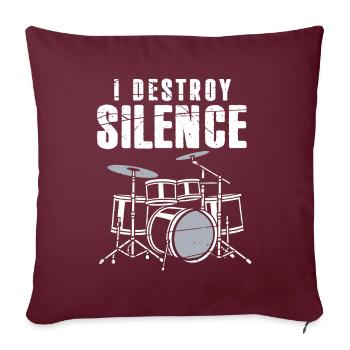 Batteur cadeau, groupe de musique I Destroy Silence - Housse de coussin décorative 45 x 45 cm - bordeaux - Devant