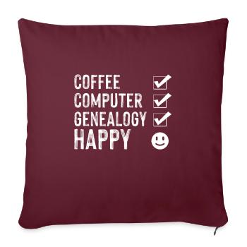 Ordinateur généalogique Généalogie Généalogie généalogiste heureux - Housse de coussin décorative 45 x 45 cm - bordeaux - Devant
