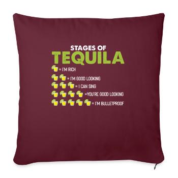Stufen von Tequila Lustiges Tequila-Trinkergeschenk - Sofakissenbezug 45 x 45 cm - Burgunderrot - Vorne