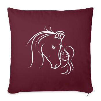 Tête de cheval cavalier - Housse de coussin décorative 45 x 45 cm - bordeaux - Devant