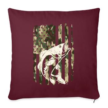Barschangeln Camouflage Angler Fischen - Sofakissenbezug 45 x 45 cm - Burgunderrot - Vorne