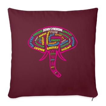 Éducation spéciale de sensibilisation aux éléphants du syndrome de Down - Housse de coussin décorative 45 x 45 cm - bordeaux - Devant