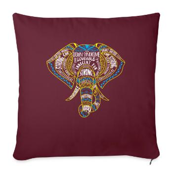 Éducation spéciale de sensibilisation aux éléphants du syndrome de Down - Housse de coussin décorative 45 x 45 cm - bordeaux - Devant