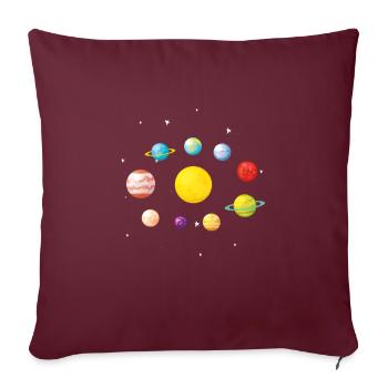planètes J'aime ma planète Space Galaxy - Housse de coussin décorative 45 x 45 cm - bordeaux - Devant