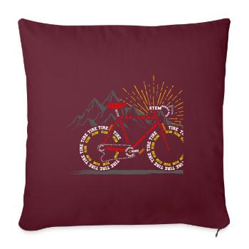 Conception de vélo de route pour femmes et hommes cyclisme sur route - Housse de coussin décorative 45 x 45 cm - bordeaux - Devant