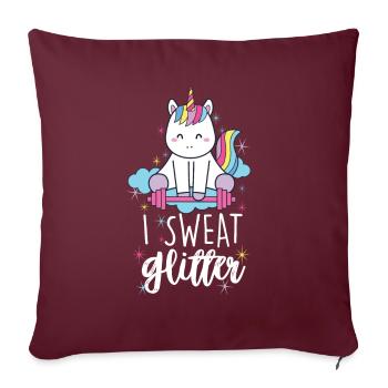 I Sweat Glitter Unicorn Workout Haltérophilie Gym - Housse de coussin décorative 45 x 45 cm - bordeaux - Devant