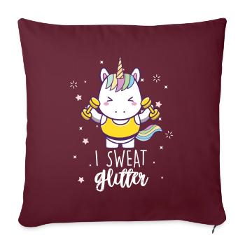I Sweat Glitter Unicorn Workout Haltérophilie Gym - Housse de coussin décorative 45 x 45 cm - bordeaux - Devant