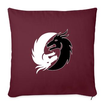 Dragon noir et blanc Yin Yang Harmony Taoism - Housse de coussin décorative 45 x 45 cm - bordeaux - Devant