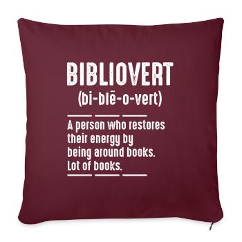 Bibliovert Bibliophile Bookish Book Lover - Housse de coussin décorative 45 x 45 cm - bordeaux - Devant