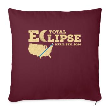 Eclipse solaire du 8 avril 2024 chemin du - Housse de coussin décorative 45 x 45 cm - bordeaux - Devant
