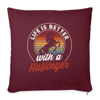 Cheval haflinger cheval amoureux des chevaux - Housse de coussin décorative 45 x 45 cm - bordeaux - Devant