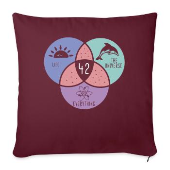 Life Universe Everything 42 But de la vie - Housse de coussin décorative 45 x 45 cm - bordeaux - Devant