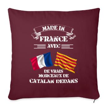 Made in France avec de vrais morceaux de catalan - Housse de coussin décorative 45 x 45 cm - bordeaux - Devant