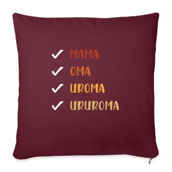 Ururoma cadeau urur grand-mère Ururmami Ururmi - Housse de coussin décorative 45 x 45 cm - bordeaux - Devant