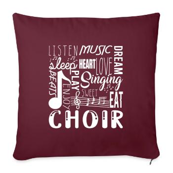 Singing Choir Chorus Choral Music Notes Clef Cadeau - Housse de coussin décorative 45 x 45 cm - bordeaux - Devant