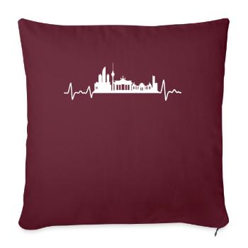 Berlin Herzschlag Skyline Berliner Geschenk - Sofakissenbezug 45 x 45 cm - Burgunderrot - Vorne