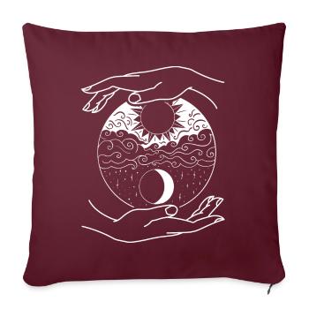 Yoga de la Lune, Yin Yang Moon Phase - Housse de coussin décorative 45 x 45 cm - bordeaux - Devant