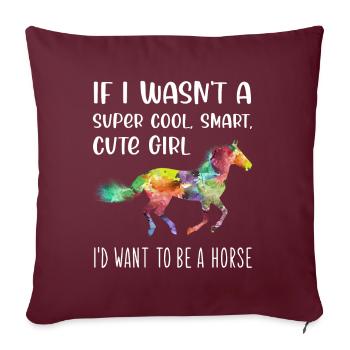 Drôle d’amoureux des chevaux Fille Femme Citation Phrase de Dire - Housse de coussin décorative 45 x 45 cm - bordeaux - Devant