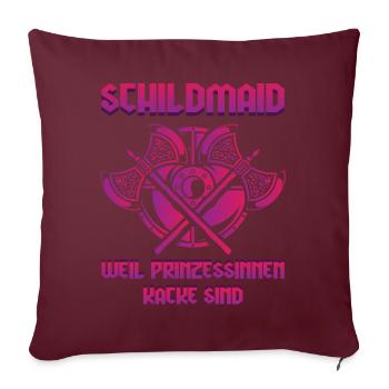 Schildmaid, Vikinger Frau, Vikinger, Nordfrau - Sofakissenbezug 45 x 45 cm - Burgunderrot - Vorne
