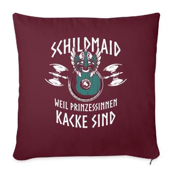 Schildmaid, Vikinger Frau, Vikinger, Nordfrau - Sofakissenbezug 45 x 45 cm - Burgunderrot - Vorne