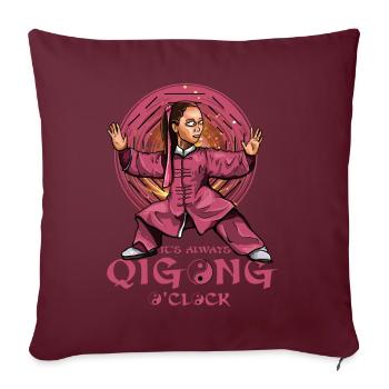 It's always Qi Gong O'Clock - Sofakissenbezug 45 x 45 cm - Burgunderrot - Vorne