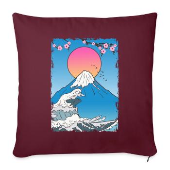 Fujiyama Mountain Japon Manga Lotus - Housse de coussin décorative 45 x 45 cm - bordeaux - Devant