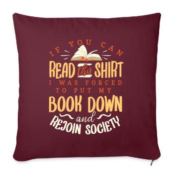 Je lis des livres interdits, des livres, des lecteurs - Housse de coussin décorative 45 x 45 cm - bordeaux - Devant