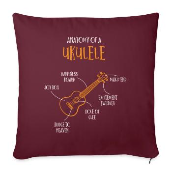 Anatomie d’un ukulélé - Housse de coussin décorative 45 x 45 cm - bordeaux - Devant
