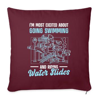 Wasserrutsche Schwimmbad Freibad Rutschen - Sofakissenbezug 45 x 45 cm - Burgunderrot - Vorne
