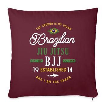 BJJ Jiu Jitsu Brésilien - Housse de coussin décorative 45 x 45 cm - bordeaux - Devant