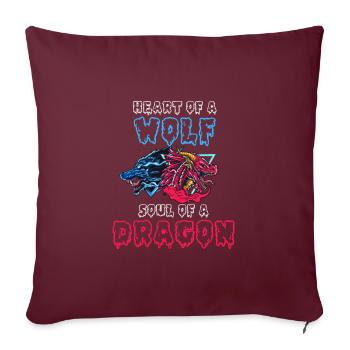 Herz Eines Wolfes, Seele Eines Drachen - Sofakissenbezug 45 x 45 cm - Burgunderrot - Vorne