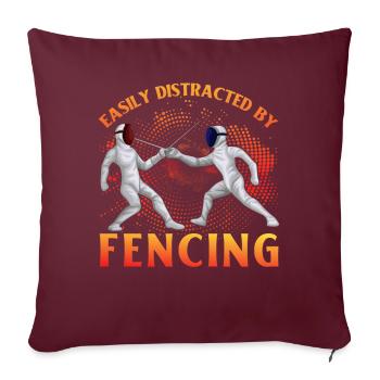 Facilement distrait par l’escrime - Housse de coussin décorative 45 x 45 cm - bordeaux - Devant