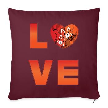 Chat Ours Petit Panda Amour - Housse de coussin décorative 45 x 45 cm - bordeaux - Devant