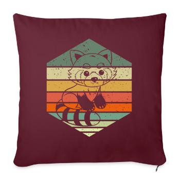 Chat Ours Petit Panda Rétro - Housse de coussin décorative 45 x 45 cm - bordeaux - Devant