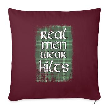 Real Men Wear Kilts- Schottenroch Herrenrock - Sofakissenbezug 45 x 45 cm - Burgunderrot - Vorne