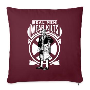 Real Men Wear Kilts- Schottenroch Herrenrock - Sofakissenbezug 45 x 45 cm - Burgunderrot - Vorne