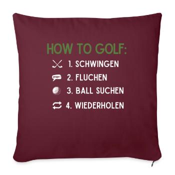 Wie Man Golf Spielt, Golfball - Sofakissenbezug 45 x 45 cm - Burgunderrot - Vorne