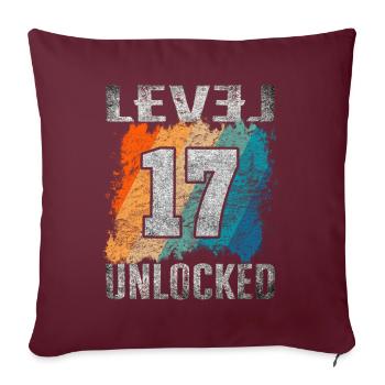 Geburtstag Geschenk Level Unlocked 17 Jahre - Sofakissenbezug 45 x 45 cm - Burgunderrot - Vorne