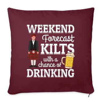 Kilt Männer Spruch Schottenrock - Sofakissenbezug 45 x 45 cm - Burgunderrot - Vorne