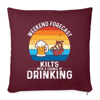 Kilt Männer Spruch Schottenrock - Sofakissenbezug 45 x 45 cm - Burgunderrot - Vorne
