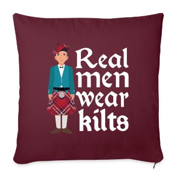 Kilt Männer Spruch Schottenrock - Sofakissenbezug 45 x 45 cm - Burgunderrot - Vorne