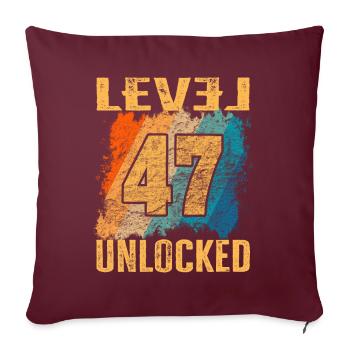 Niveau cadeau d’anniversaire débloqué 47 ans - Housse de coussin décorative 45 x 45 cm - bordeaux - Devant