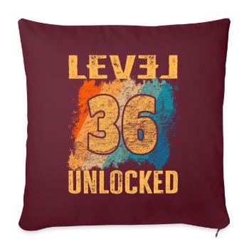 Geburtstag Geschenk Level Unlocked 36 Jahre - Sofakissenbezug 45 x 45 cm - Burgunderrot - Vorne