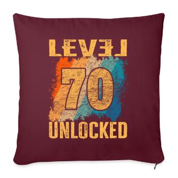 Niveau cadeau d’anniversaire débloqué 70 ans - Housse de coussin décorative 45 x 45 cm - bordeaux - Devant