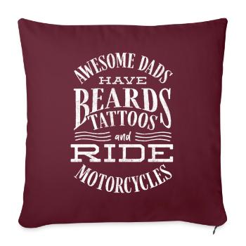 Les grands pères ont des tatouages de barbe et conduisent des motos - Housse de coussin décorative 45 x 45 cm - bordeaux - Devant