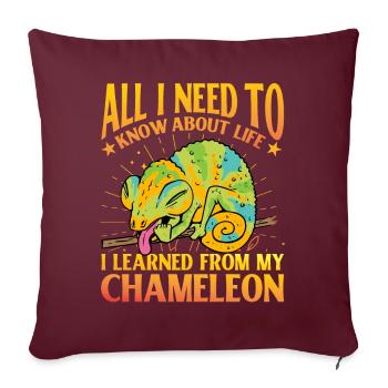 Tout ce que j’ai besoin de savoir sur la vie Caméléon - Housse de coussin décorative 45 x 45 cm - bordeaux - Devant